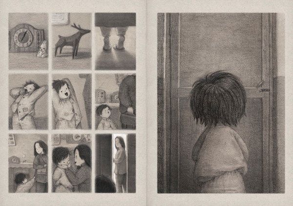 The little girl isn't sure what to do when she's left home alone in The Only Child by Guojing,