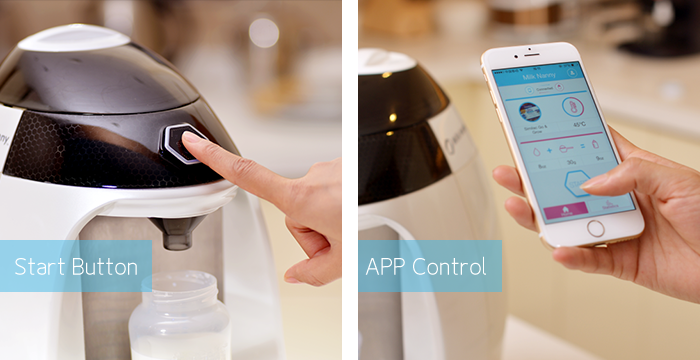 Milk Nanny start button and app control 