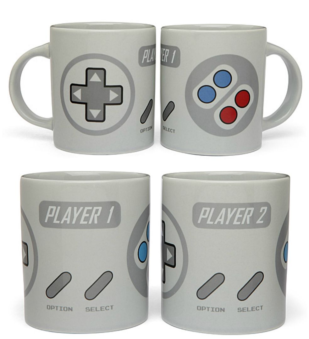 Nerdy mugs: Player 1 and Player 2 gaming mug set from Think Geek