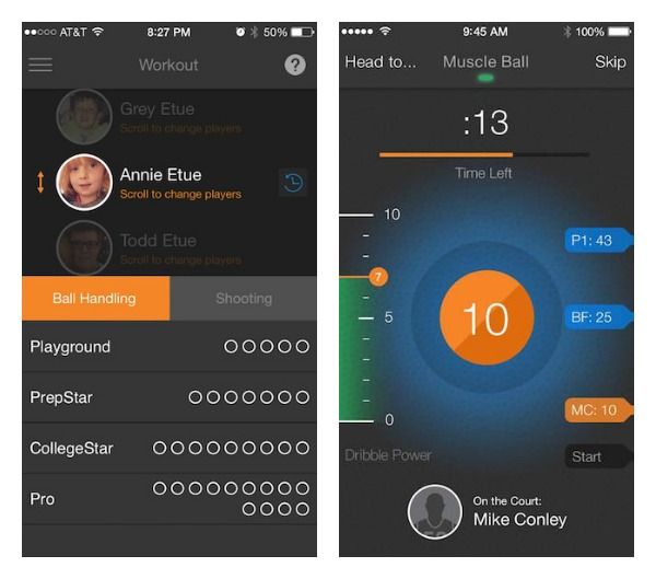 The 94Fifty smart basketball syncs with an app  that includes training workouts