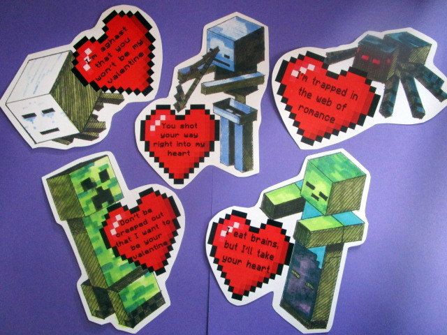 Printable Minecraft Valentine's cards by Legendary Letters on Etsy