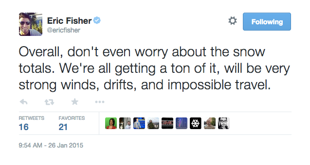 Best Twitter feeds for snowstorm 2015: Weather reporter Eric Fisher