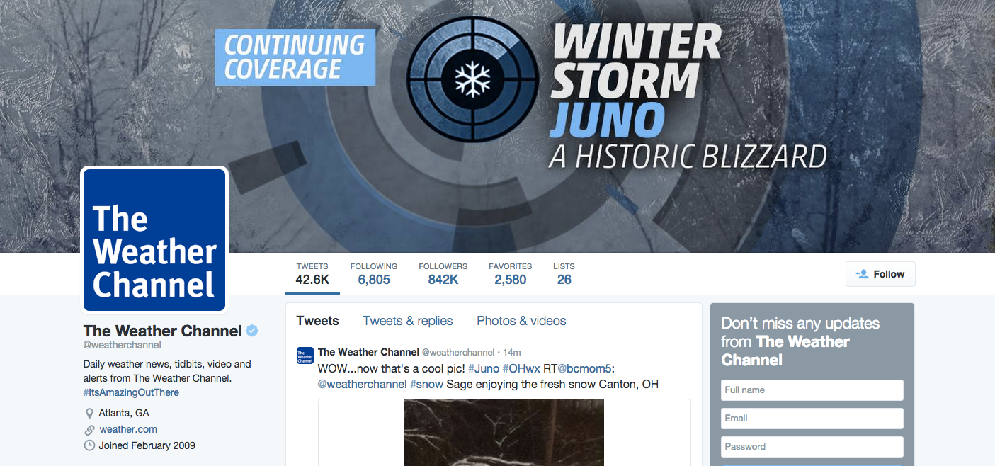 The best Twitter feeds to follow for Snowstorm 2015 updates: The Weather Channel