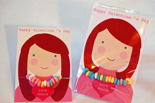 Free printable Candy Heart Necklace valentine by Your Pretty Party