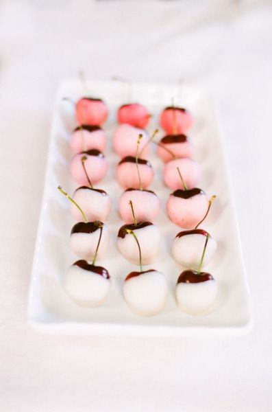 Homemade Mother's Day food gifts: Ombre White Chocolate Cherries at Style Me Pretty