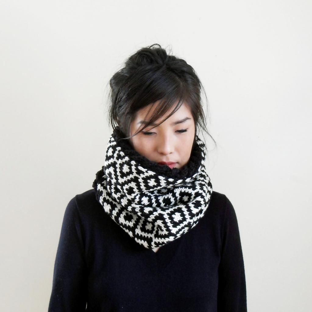 Handmade geometric snood scarves by IRISMINT on Etsy | Cool Mom Picks