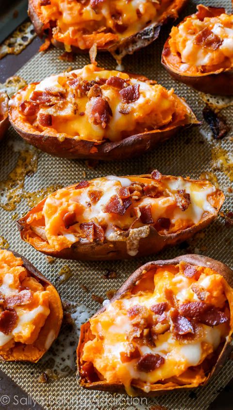 Stuffed sweet potato recipes: Loaded potato skins at Sally's Baking Addiction