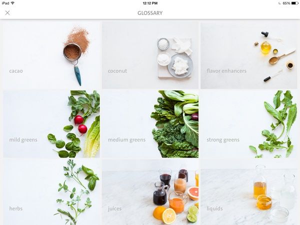 The Blender Girl Smoothies app offers a gorgeous photographic ingredients glossary