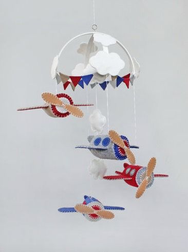 Airplanes handmade baby mobile at Bee Janie Baby Mobiles