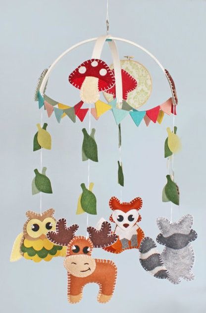 Woodland Animals handmade baby mobile by Bee Janie Baby Mobiles
