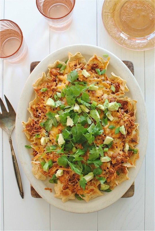 Healthy game day food: Slow Cooker Chicken Nachos | Bev Cooks