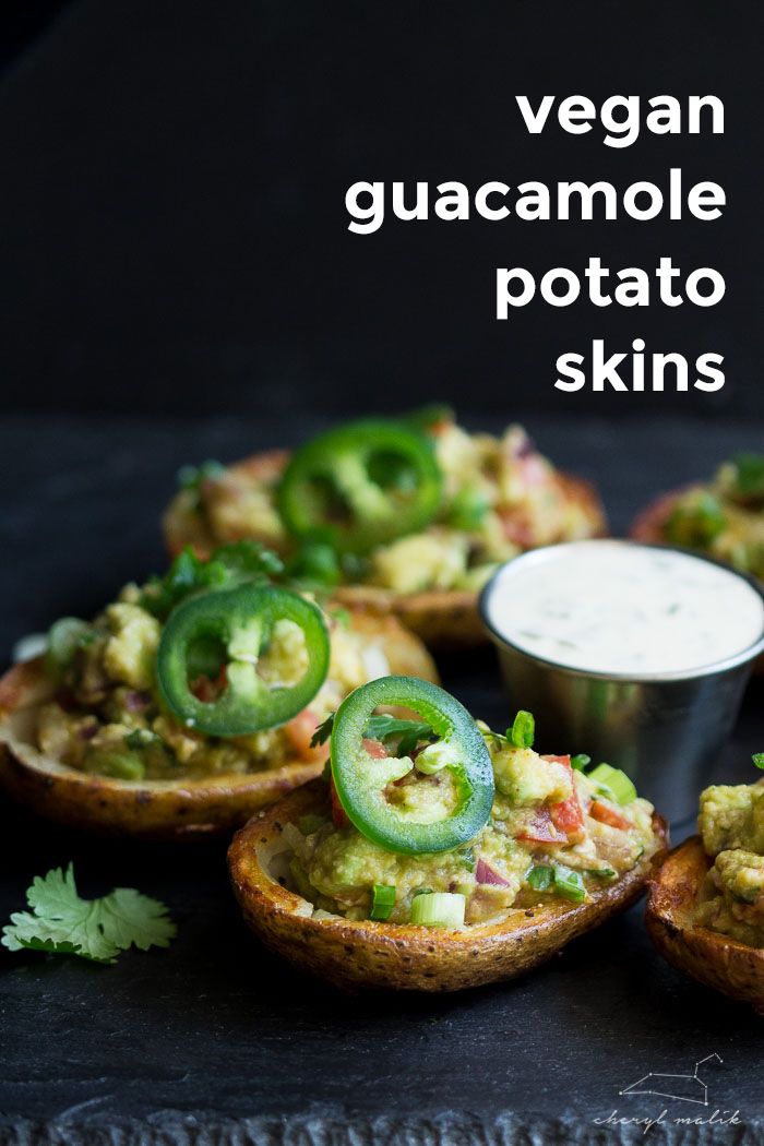 Healthy game day food: Vegan Guacamole Potato Skins | 40 Aprons