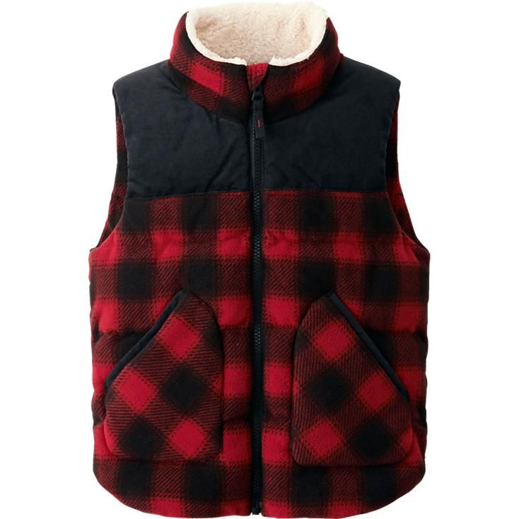 UNIQLO sale: Kids' warm fleece vest in buffalo plaid