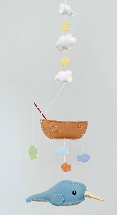 Narwhal handmade baby mobile at Bee Janie Baby Mobiles