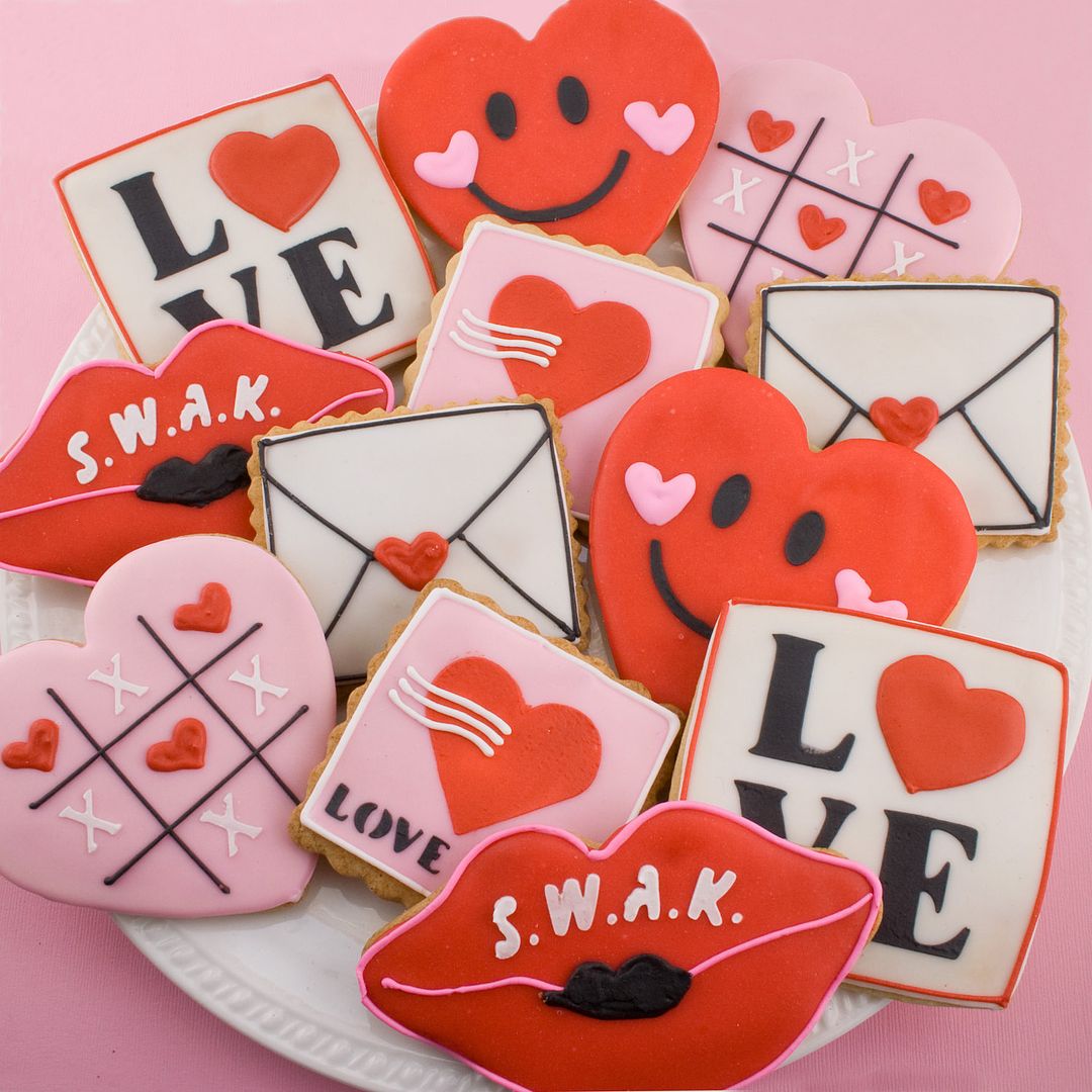 Cool Valentine's cookies: Sending love Valentine cookies by TS Cookies on Etsy