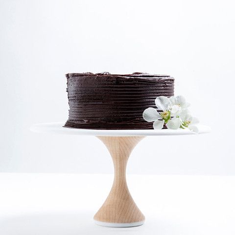 Gorgeous, modern cake stand with thin base made of sustainable maple | AHeirloom