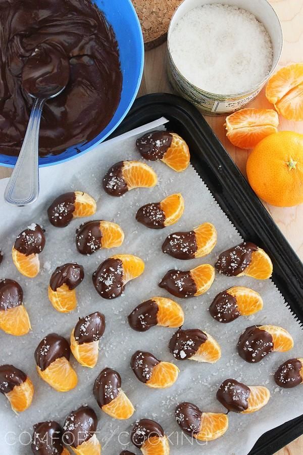 Chocolate Dipped Clementines with Sea Salt are a delicious easy snack all year around | Comfort of Cooking