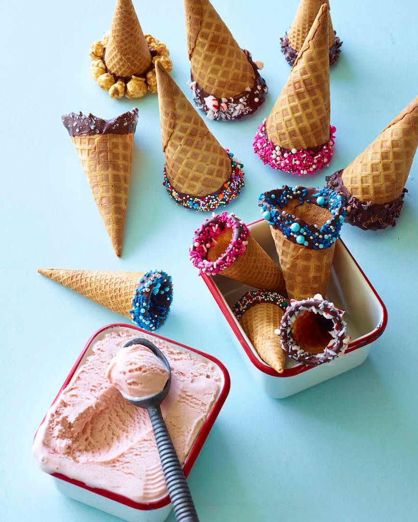 Homemade ice cream treats: DIY Chocolate Dipped Ice Cream Cones are perfect for National Ice Cream Day or any celebration | What's Gaby Cooking