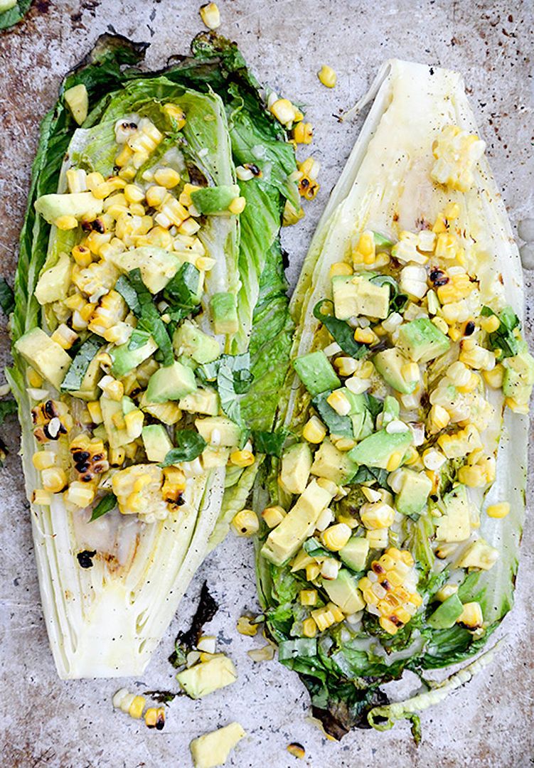 Corn salad recipes: Grilled Romaine Salad with Corn and Avocado | Floating Kitchen