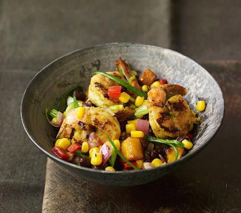 A hearty corn salad recipe that makes an easy dinner: Grilled Shrimp Salad with Black Beans and Corn | Yahoo Food