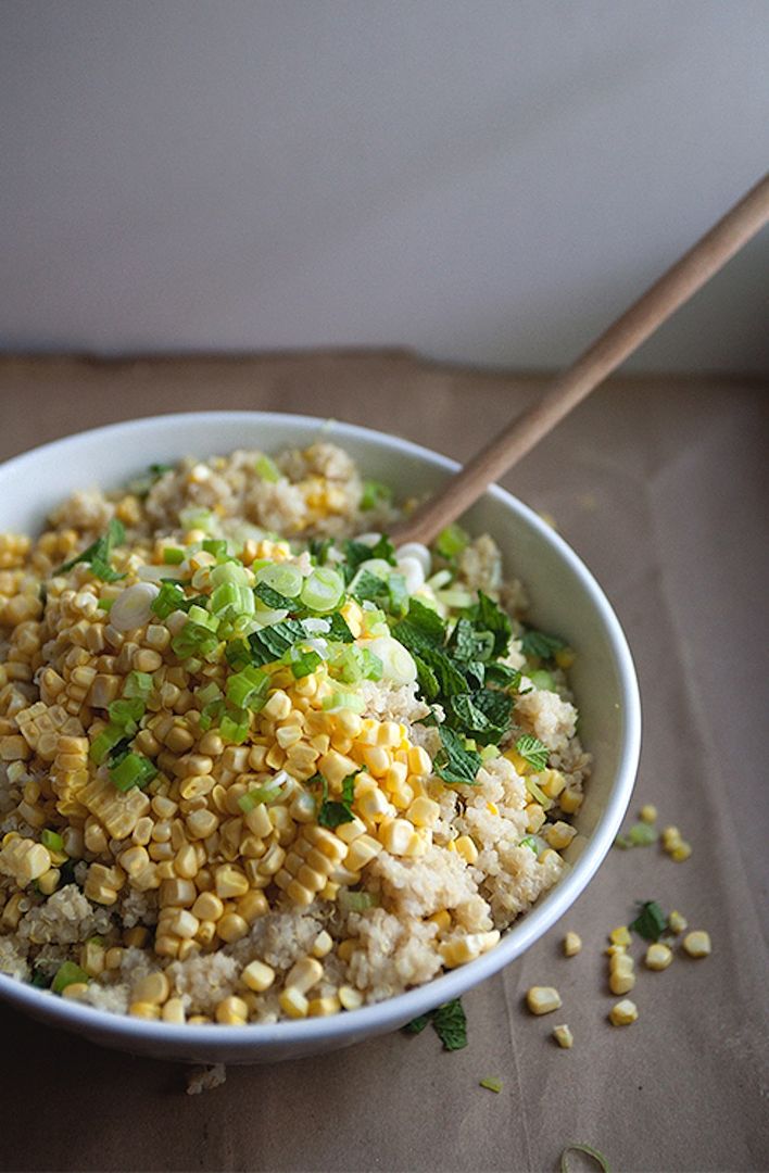 Corn salad recipes: Quinoa with Corn Mint Scallions | The Tart Tart