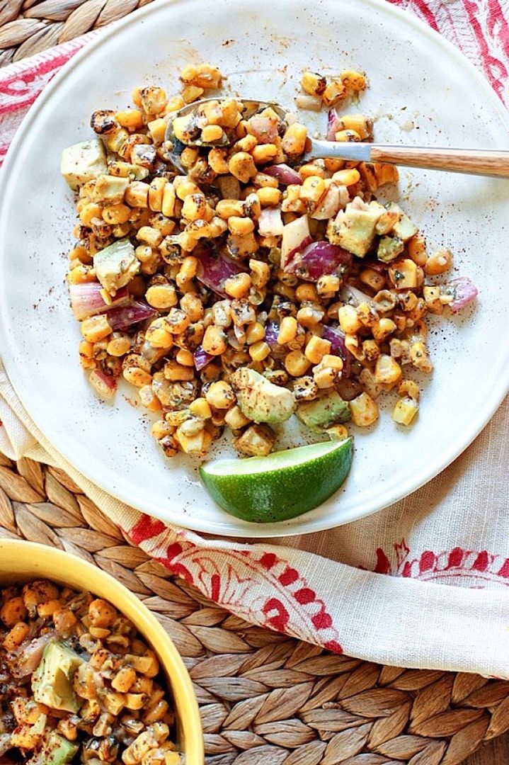 An easy, deliciously spiced salad for summer: Roasted Corn Salad with Avocado | Healthy Aperture