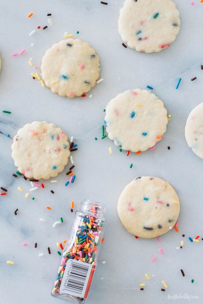 Keep things simple and how off your sprinkles with these easy Funfetti Shortbread Cookies | Fork To Belly