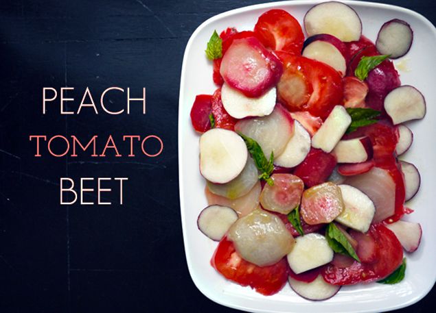Peach, Tomato and Beet summer salad recipe | Cool Mom Eats