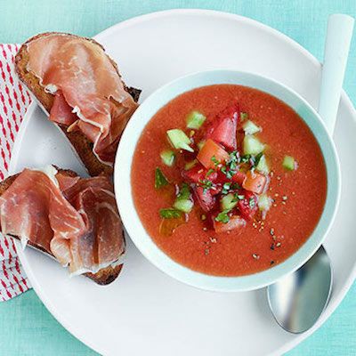 No-cook dinner recipes: Watermelon Gazpacho with Prosciutto Toast | Every Day With Rachael Ray