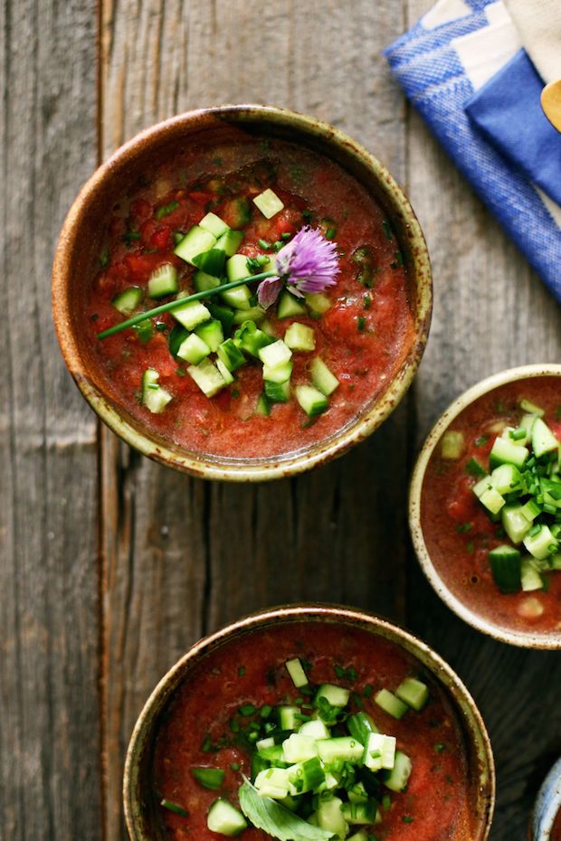 Weekly meal plan: Easy summer dinners | Tomato Mint Gazpacho at Yummy Beet