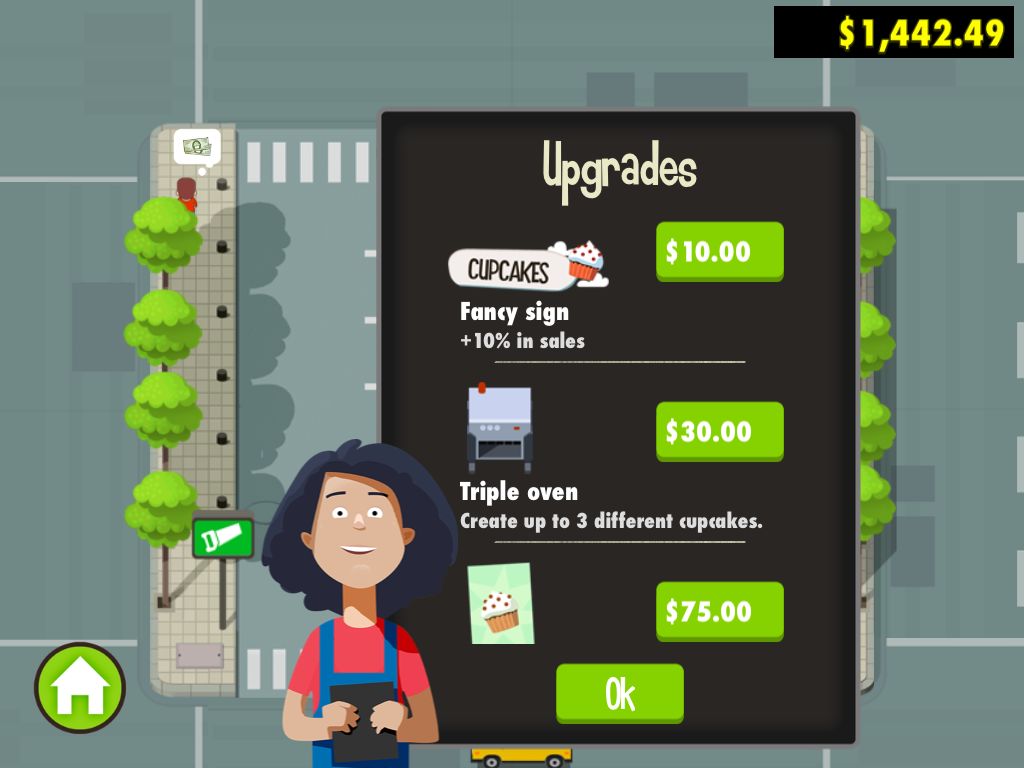 Upgrade your shop to sell more cupcakes with Motion Math: Cupcake! app