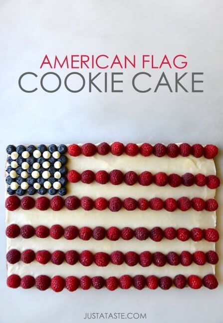 4th of July dessert recipes for a crowd: American Flag Cookie Cake | Just a Taste