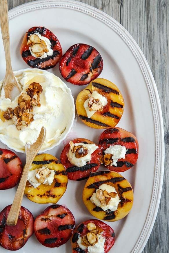 Grilled fruit recipes: Grilled Peaches with Almond Mascarpone Dip | Dessert For Two