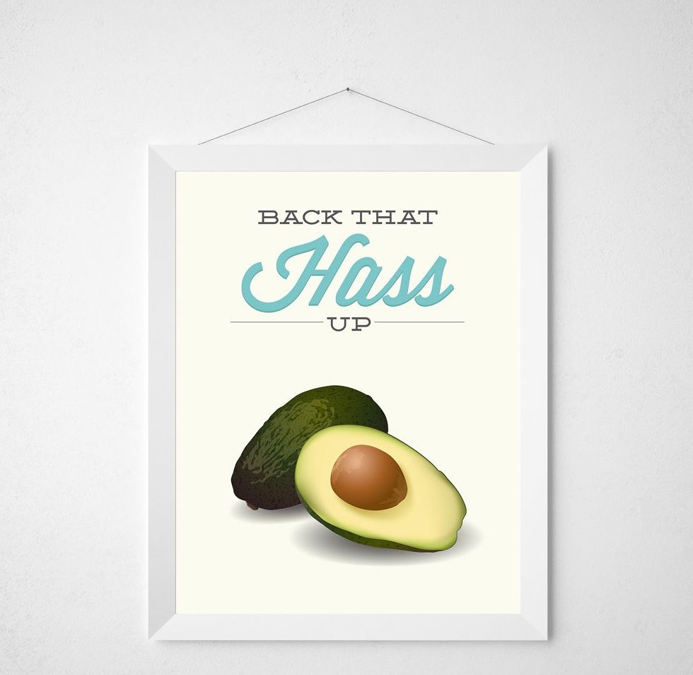 Affordable kitchen art prints: Avocado poster | Noodlehug on Etsy