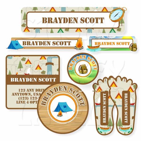 Combo pack of summer camp labels by Sticky Monkey Labels on Etsy