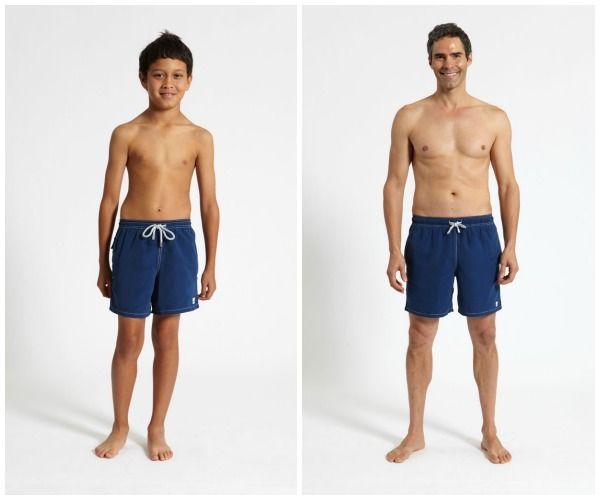 Tom & Teddy estate blue matching swim trunks for dad and son