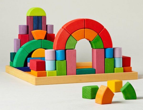 Colorful Grimms Romanesque Building set is an amazing heirloom wooden block set
