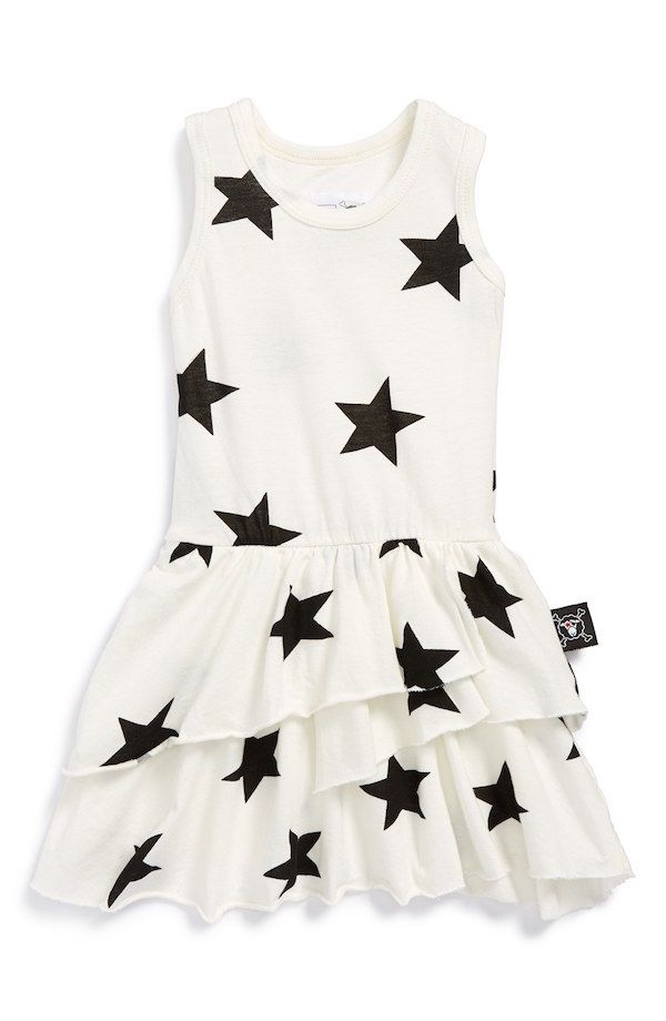 Loooove this Nununu ruffle dress with stars for babies and bigger kids