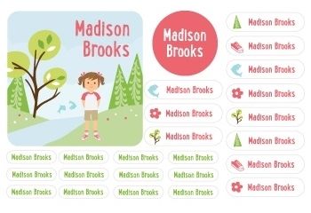 Sarah + Abraham's custom Outdoors Name Labels for summer camp