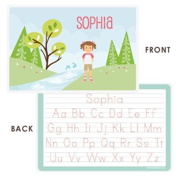 Educational activities for kids: Sarah + Abraham handwriting placemats