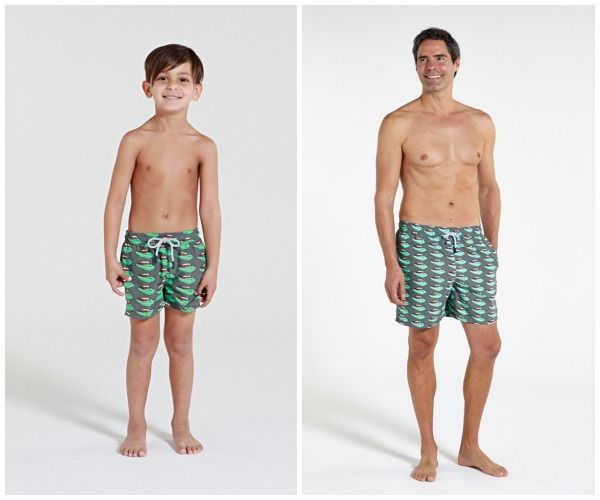 Tom & Teddy speedboat matching swim trunks for dad and son