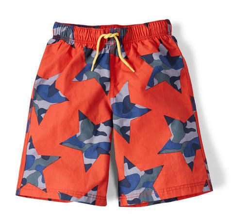 clothes with stars for babies:  camo star swim trunks from Boden