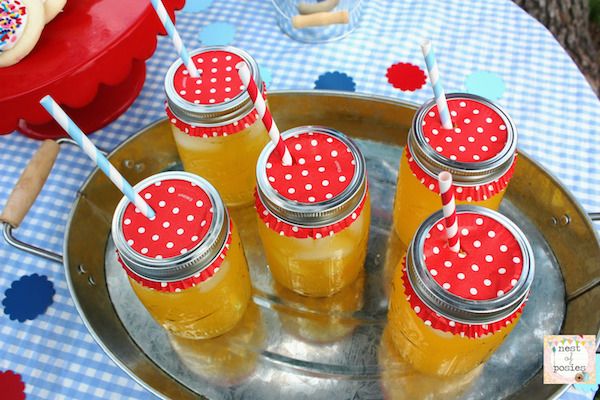 block party ideas: Use cupcake liners to keep bugs out of your drinks.