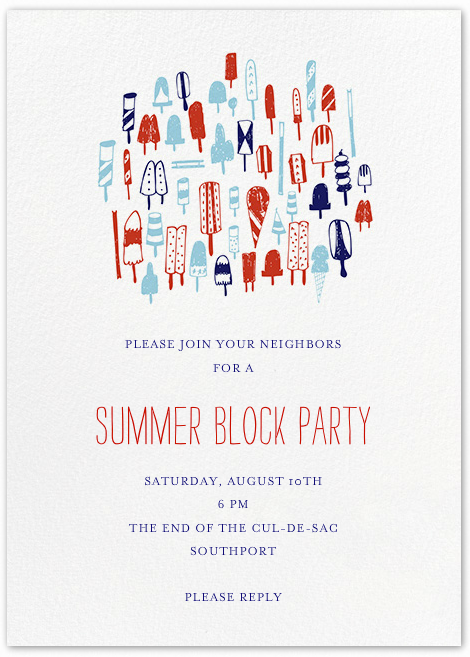 Block party ideas: Save money by emailing invitations, like this one from Paperless Post
