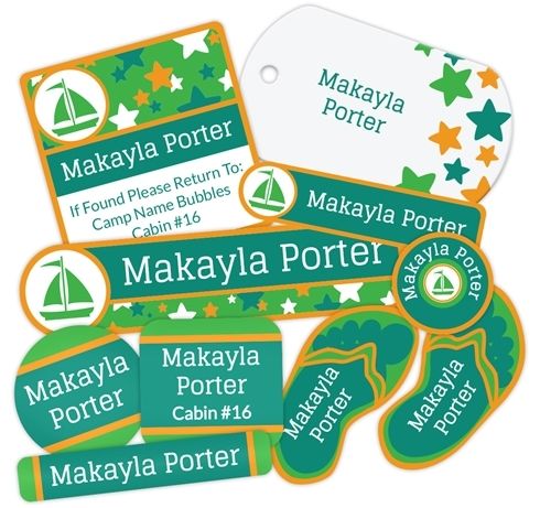 Name Bubbles' Sleepaway Camp Labels Pack for kids