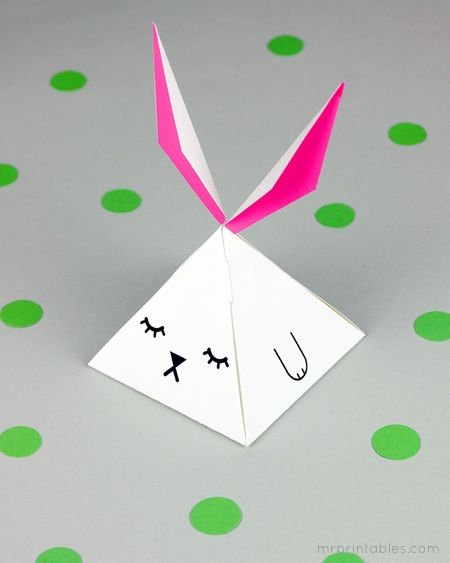 Mr. Printables free printable Easter Bunny pyramid treat box