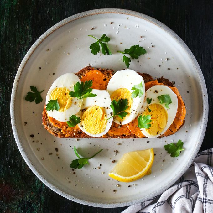 Hard Boiled Egg Toast with Harissa Butter | Kitchen Konfidence 