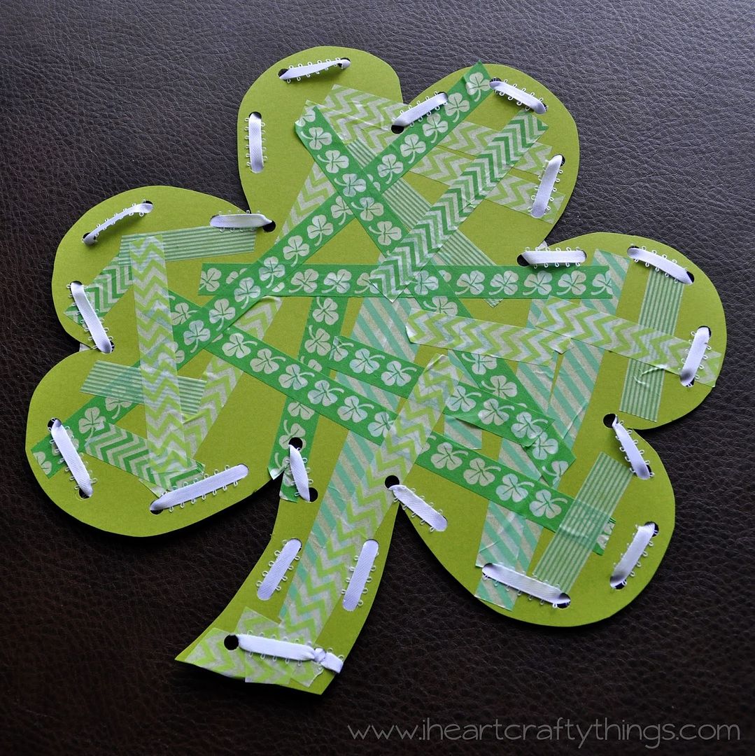 St. Patrick's Day crafts for kids: I Heart Crafty Things washi tape shamrock