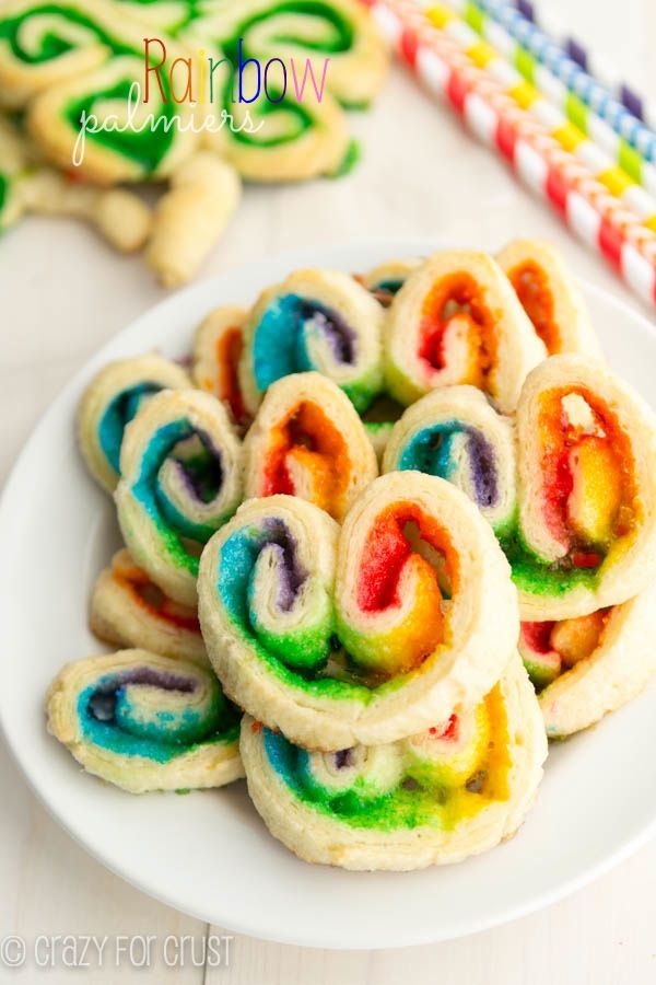 Rainbow Palmiers for St Patrick's Day that are super easy to make | Crazy for Crust