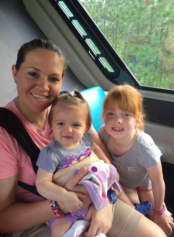 Get on and off the monorails at Disney World with a baby easier when you use a baby carrier.